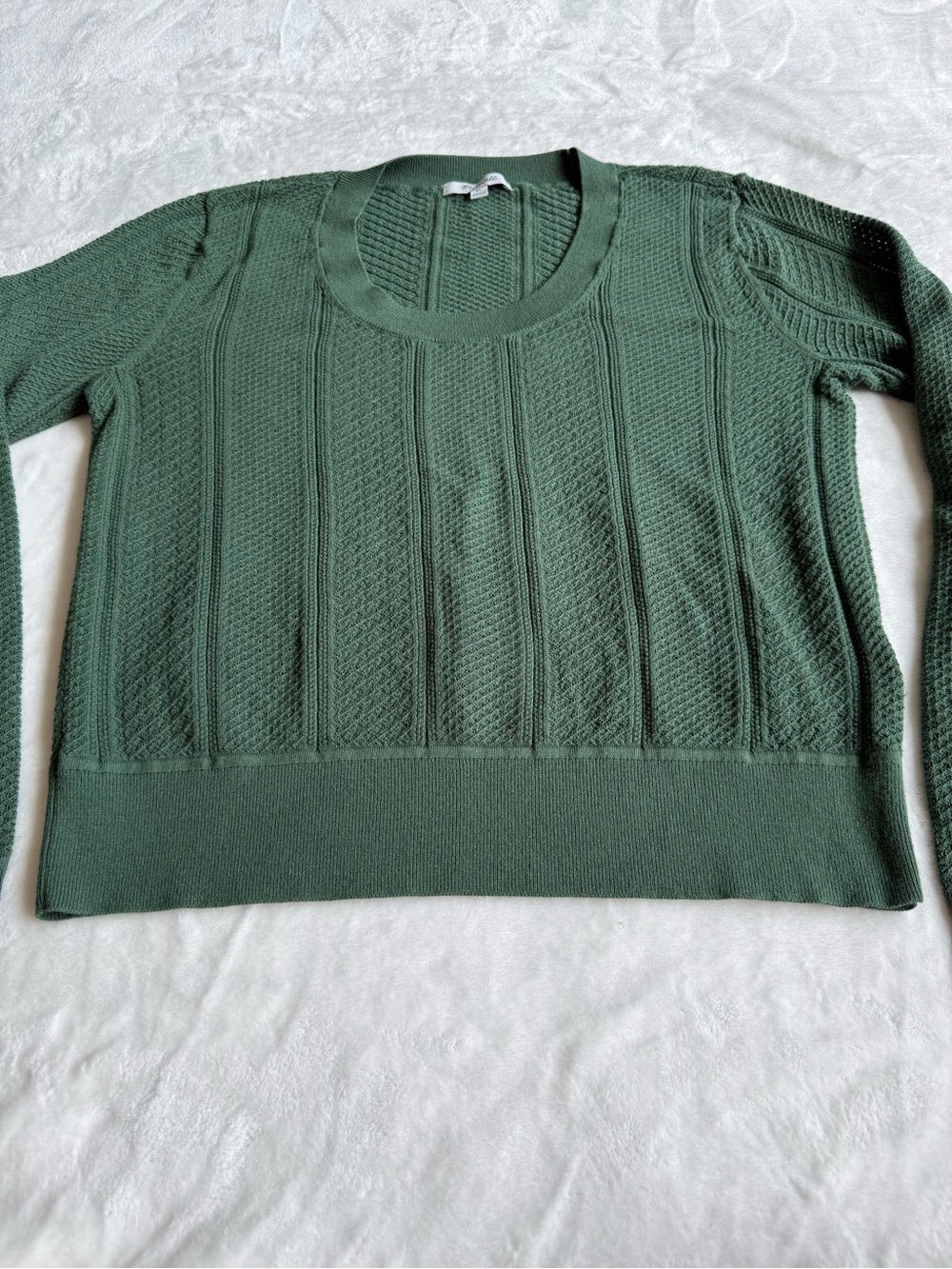 Madewell Forest Green Textured Cable Crewneck Sweater
